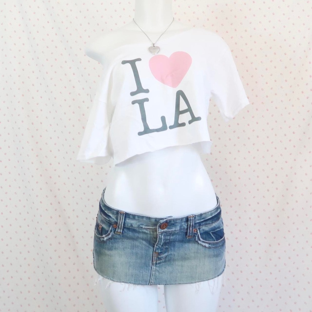 vintage y2k i love LA cropped tee